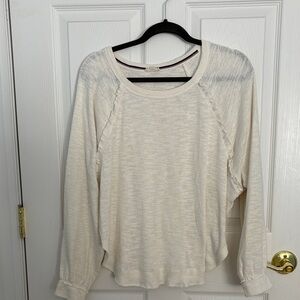 Pilcro Cream Long Sleeve Top